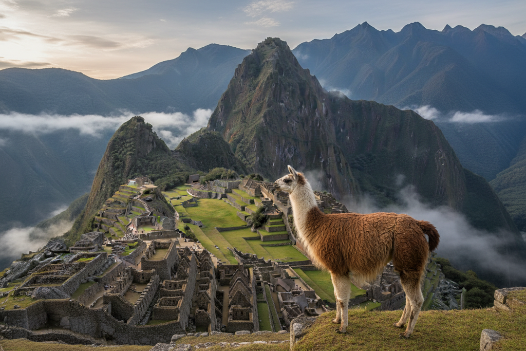 Llama at Machu Picchu